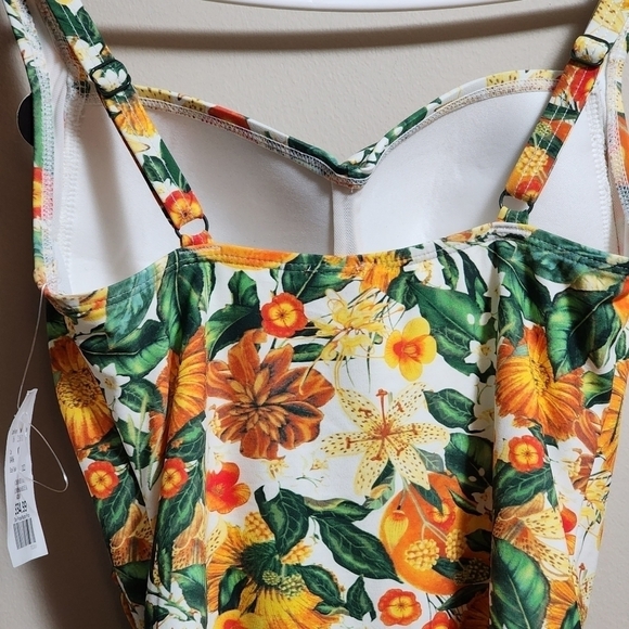 Niptuck swim one pieces floral print swimming color orange green size 6 - Picture 4 of 5